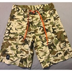 Young & Reckless Men's Green Camo Print Board Shorts Swim Trunks, Size‎ 33